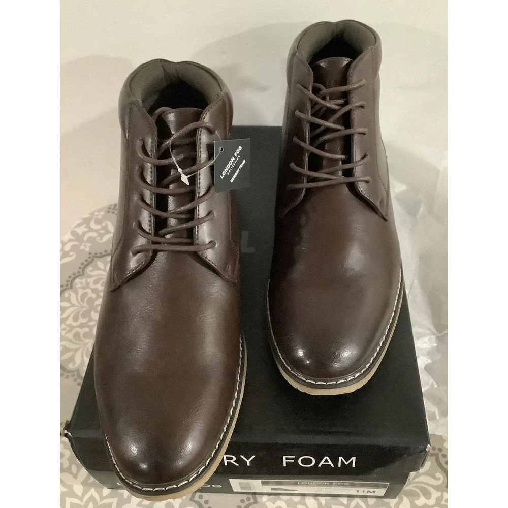 LONDON FOG Brown Tyler Chukka Boots Men's Memory Foam - NIB NEW -Sizes 11M